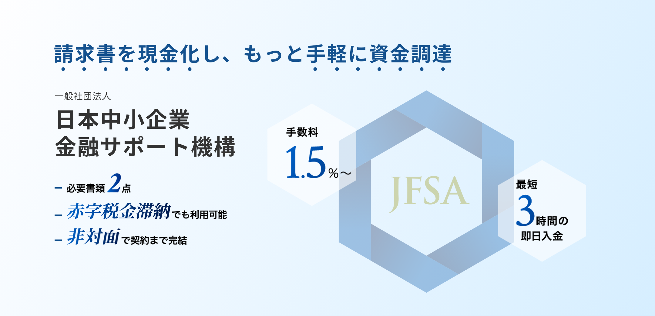 請求書買取をもっと身近に、もっと手軽に。一般社団法人 日本中小企業金融サポート機構