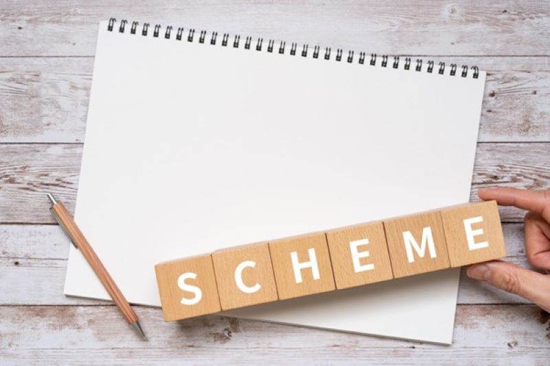 ノート上の「SCHEME」と書かれたブロック